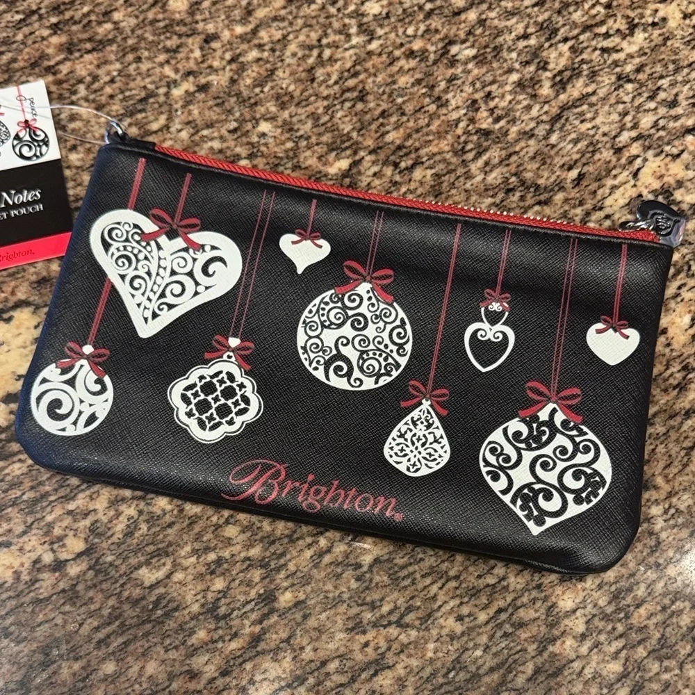 Brighton Black and Red Heart Design Wristlet